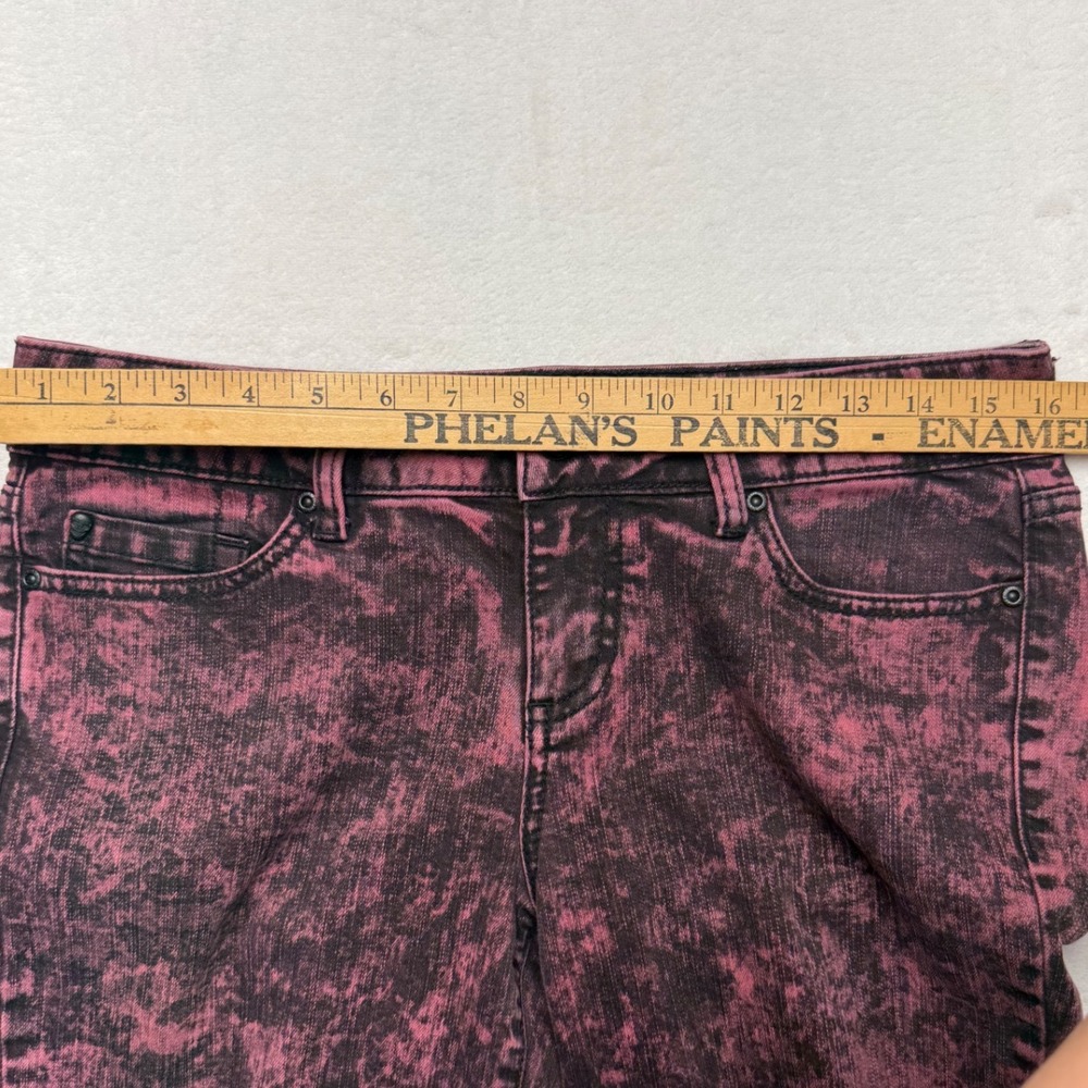 Lovesick Acid Wash Skinny Jeans Maroon Black Skull Rivet Y2K Grunge Jr Women 9 - Picture 9 of 11